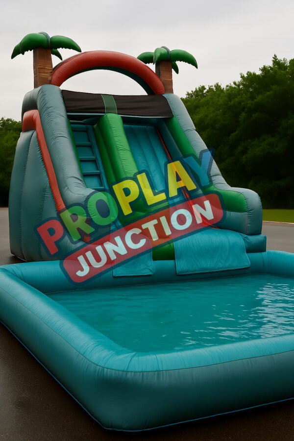 Inflatable Water Slide For Family With Big Splash Pool